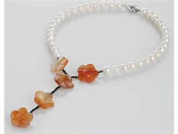 Final sale white freshwater rice pearl & red onyx necklace onlin