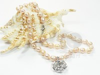 Pink freshwater rice pearl necklace wholesale online