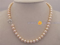 wholesale 8-9mm round black freshwater pearl necklace online