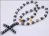 Black mixing white 7-8mm pearl cross pendant necklace online