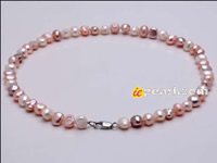 hand knotted 7-8mm natural color freshwater pearl necklace
