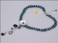 Fine quality 6-7mm army green firecracker pearl drop necklace