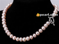 natural color 9.5-10.5mm button pearls necklace wholesale