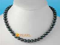 Deep green 8.5-9mm round freshwater pearl necklace wholesale