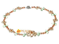 white & pink pearl spring flower hand knotted necklace online