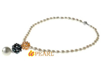 5-6mm freshwater pearl 16mm shell pearl drop necklace