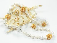 6-7mm screwy rice pearl flower necklace clearance sale