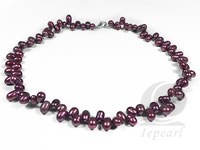 6-7mm dyed wine red side drilled pearl necklace wholesale