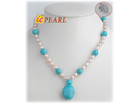 wholesale lavender rice pearl & turquoise necklace online