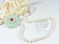 wholesale green quartz flower shape white pearl necklace