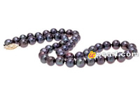 Wholesale 8-9mm AA black cultured fresh water pearl necklace