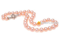 9-10mm AA pink cultured freshwater pearl necklace wholesale