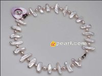 fresh water pearl necklace with biwa pearls & potato pearls onli