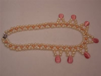 handcraft f.w. pearl necklace with cat's eyes beads wholesale