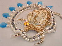Wholesale knitted 6-7mm white & black freshwater pearl necklace