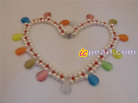 two rows hand-knotted 6-7mm white pearl necklace wholesale