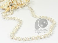 7-8mm white button-shape freshwater pearl necklace