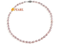 6-7mm purple rice-shape freshwater pearl necklace wholesale