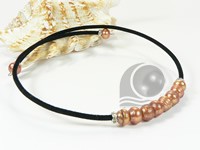 Leather & 8-9mm coffee freshwater pearl necklace wholesale