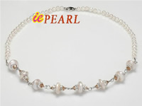 4-5mm white round freshwater pearl necklace with coin pearl