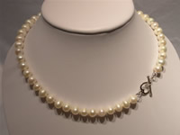 8-9mm potato shaped pearl necklace with sterling silver clasp