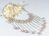 wholesale stylish design freshwater pearl fringes necklace