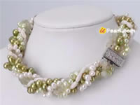 5 strands twisted pearls & shells necklace on line wholesale
