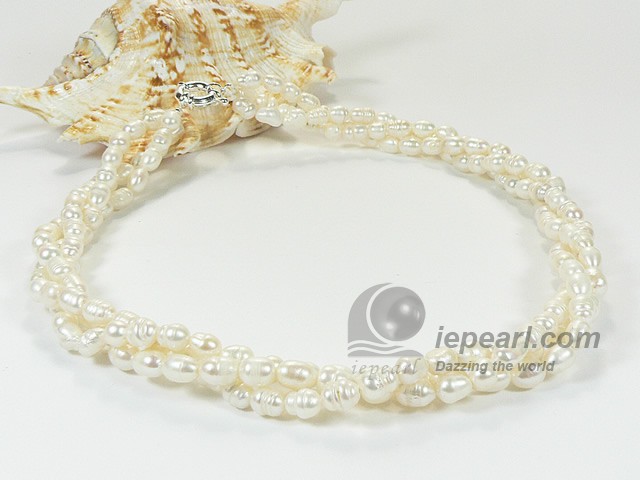 Clearance sale 5-6mm white rice pearl twist necklace online