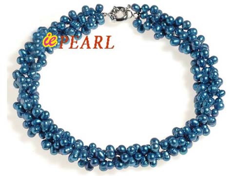 Wholesale clearance sale triple twisted top-drilled pearl neckla