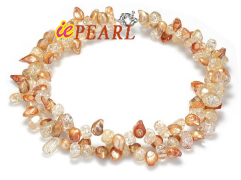 Wholesale freshwater pearl necklaces with citrine crytal
