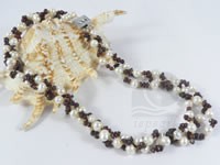 3 twisted strands 6-7mm freshwater pearl necklace mixing garnets