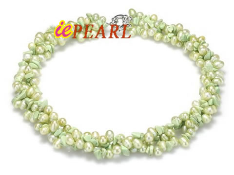 Wholesale 3 twisted strand 6-7mm side-drilled pearl necklace