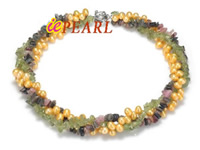Wholesale 1 strand pearl necklace twisted 1 strand olivine stone