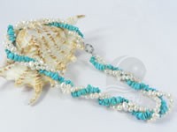 Two strands 4-5mm white freshwater pearl necklace wholesale