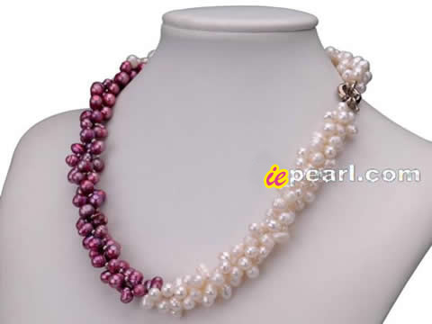 Drilled freshwater pearl necklace in wholesale price