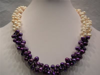 3 twisted strands topdrill freshwater pearl necklace wholesale