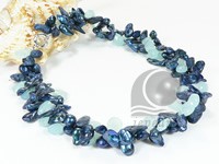 3 twisted strands blister pearls necklace mixing with crystal