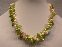 Freshwater pearl necklace with blister pearls & top drille pearl