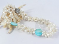 Three twisted strands top drilled pearl necklace wholesale