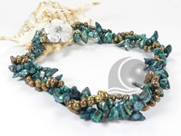 Wholesale 3 twisted strand blister pearls necklace with turquois