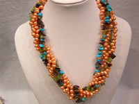 Wholesale twisted top-drilled pearl necklace with crystal beads