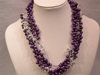 Wholesale 4 twisted strands top drill pearl necklace with crysta