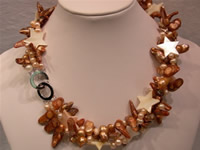 Wholesale twisted necklace made of blister pearls & shell beads