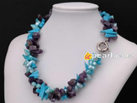 Wholesale twisted blister pearl necklace with amethyst ,turquois