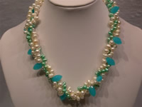 Wholesale 3 twisted strands side drilled pearl necklace with cry