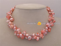 Two strands twisted pink blister freshwater pearl necklace sale