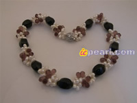 Freshwater pearl & Chinese crystal necklace wholesale