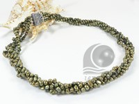 4 strands twisted 4-5mm green double shiny pearl necklace