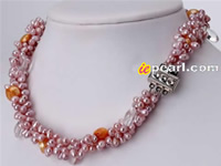 triple twisted strands top-drilled pearls necklace wholesale