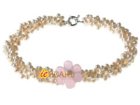 Wholesale 4-5mm dancing pearl crystal flower twisted necklace